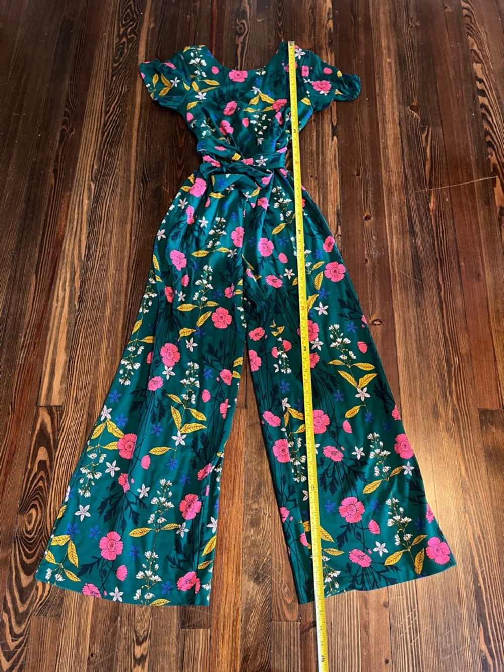 Boden Green Floral Wide-Leg Jumpsuit with Pink & Yellow Bloom